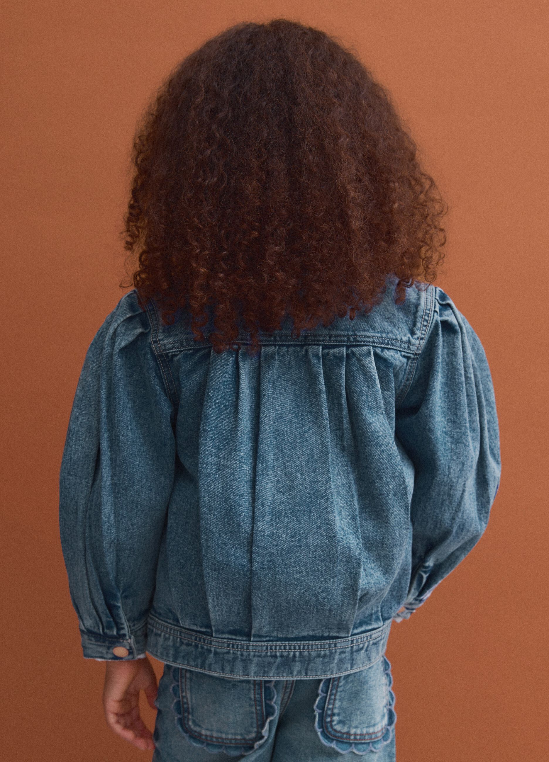 Blue pure cotton jacket with buttons for girls