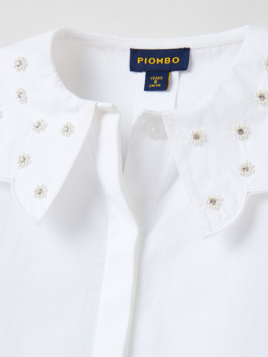 Shirt with diamanté flowers and beading_5