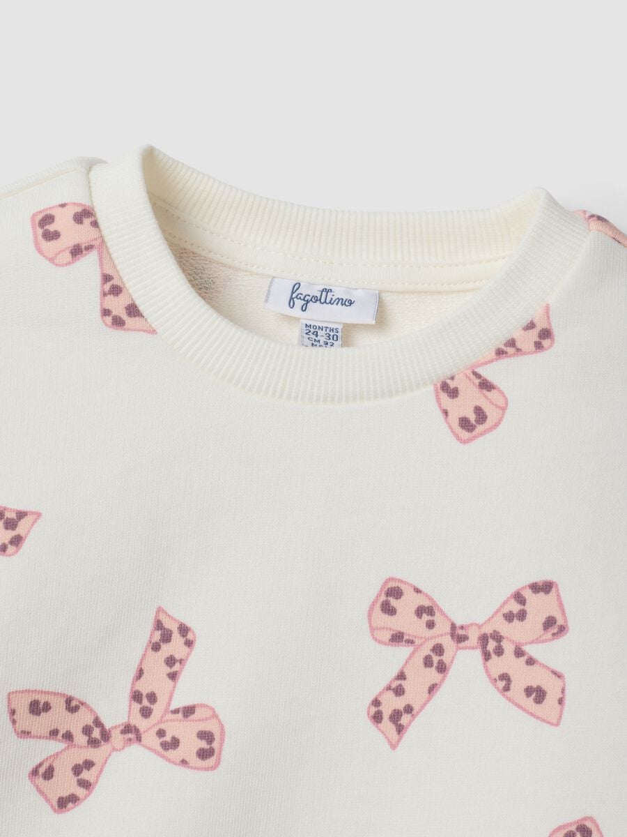 White and pink pure cotton sweatshirt and trousers set for baby girl_2