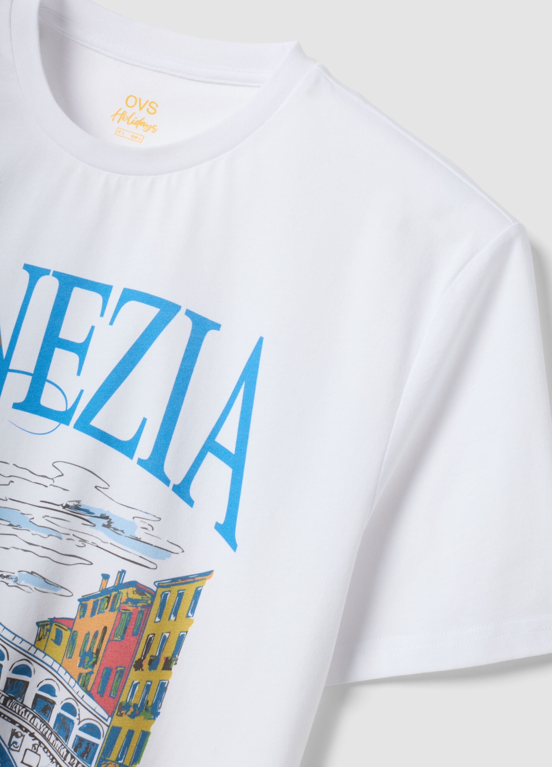 Wei&szlig;es T-Shirt aus 100% Baumwolle mit Grafikprint, Regular Fit