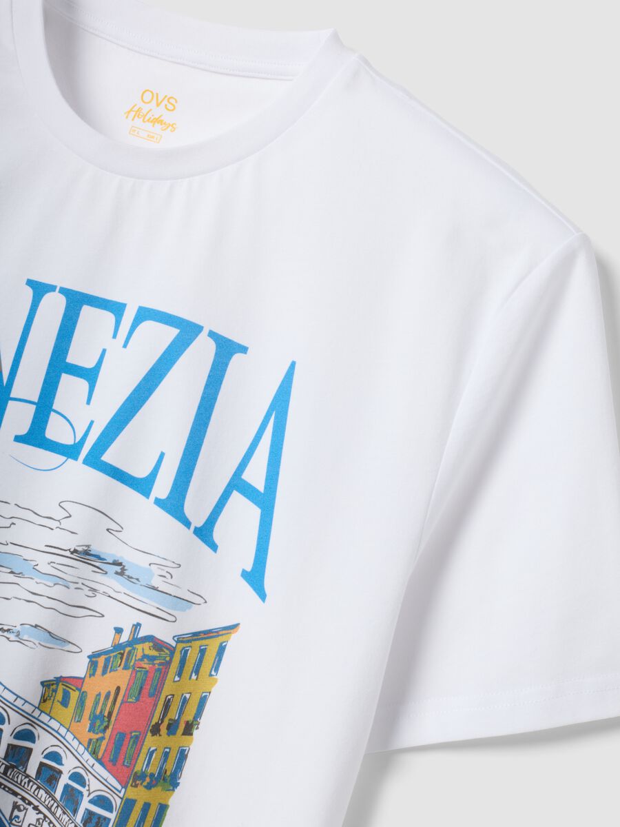 Wei&szlig;es T-Shirt aus 100% Baumwolle mit Grafikprint, Regular Fit_5