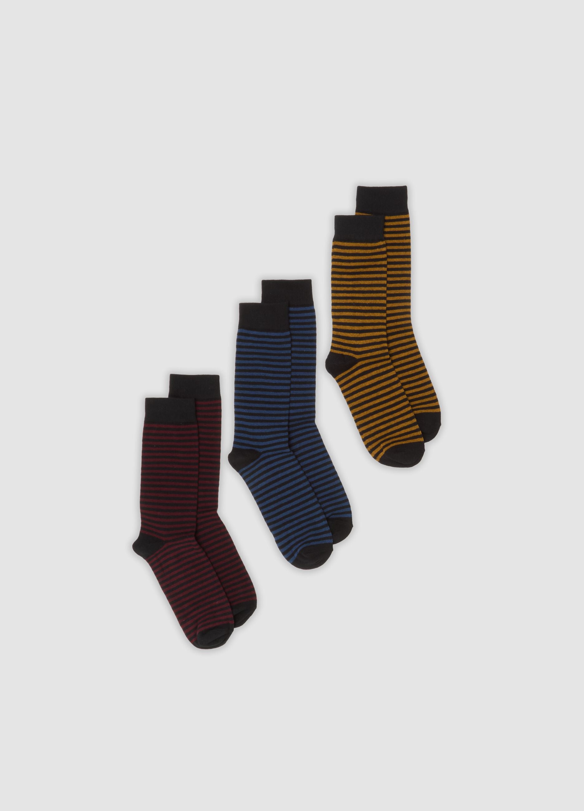 3-pack of multicoloured mid-calf socks in stretch organic cotton
