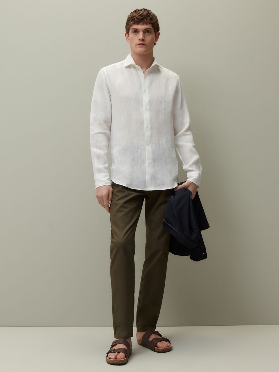 Cotton and linen chino trousers_0