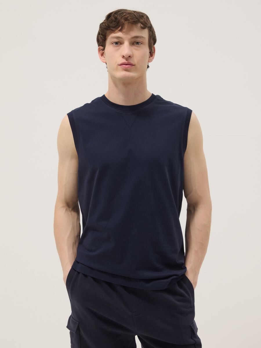 Blue pure cotton vest_0