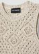 Fitted beige cotton blend mesh vest_2