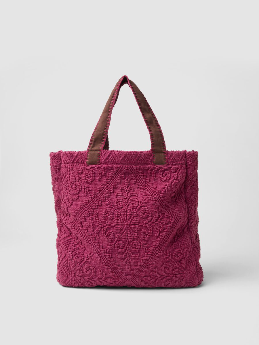 Pink cotton-blend bag with raised textured finish_2