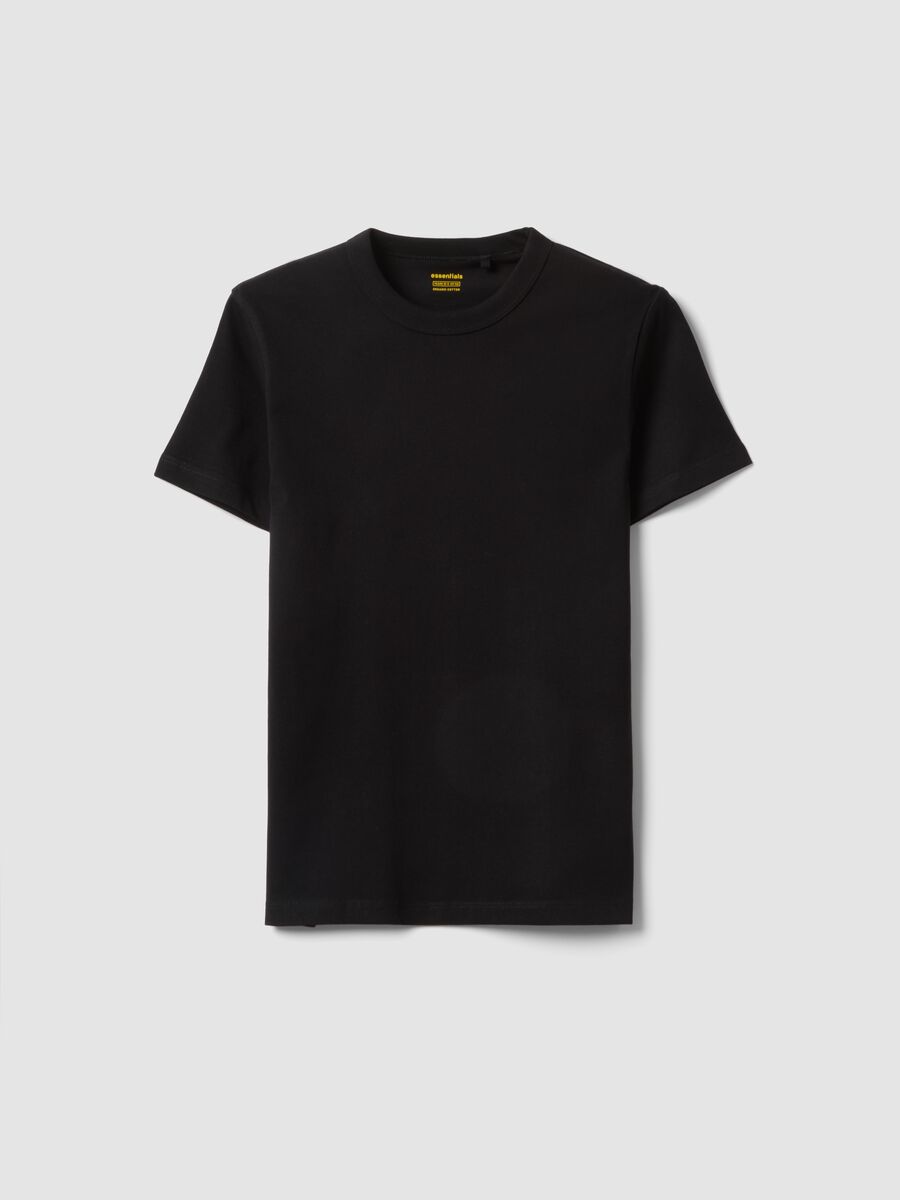 Boys&rsquo; black pure cotton regular fit T-shirt_0