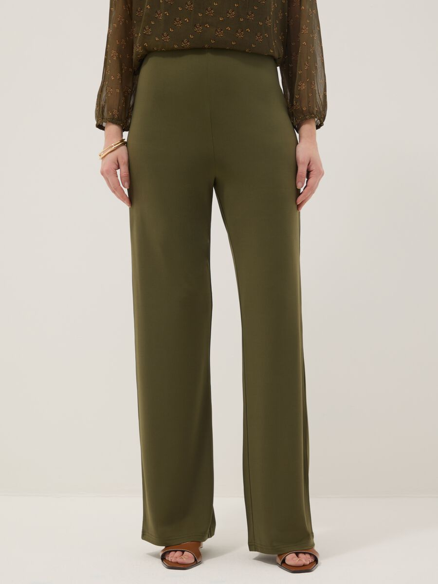Green relaxed fit maternity trousers in stretch fabric_1
