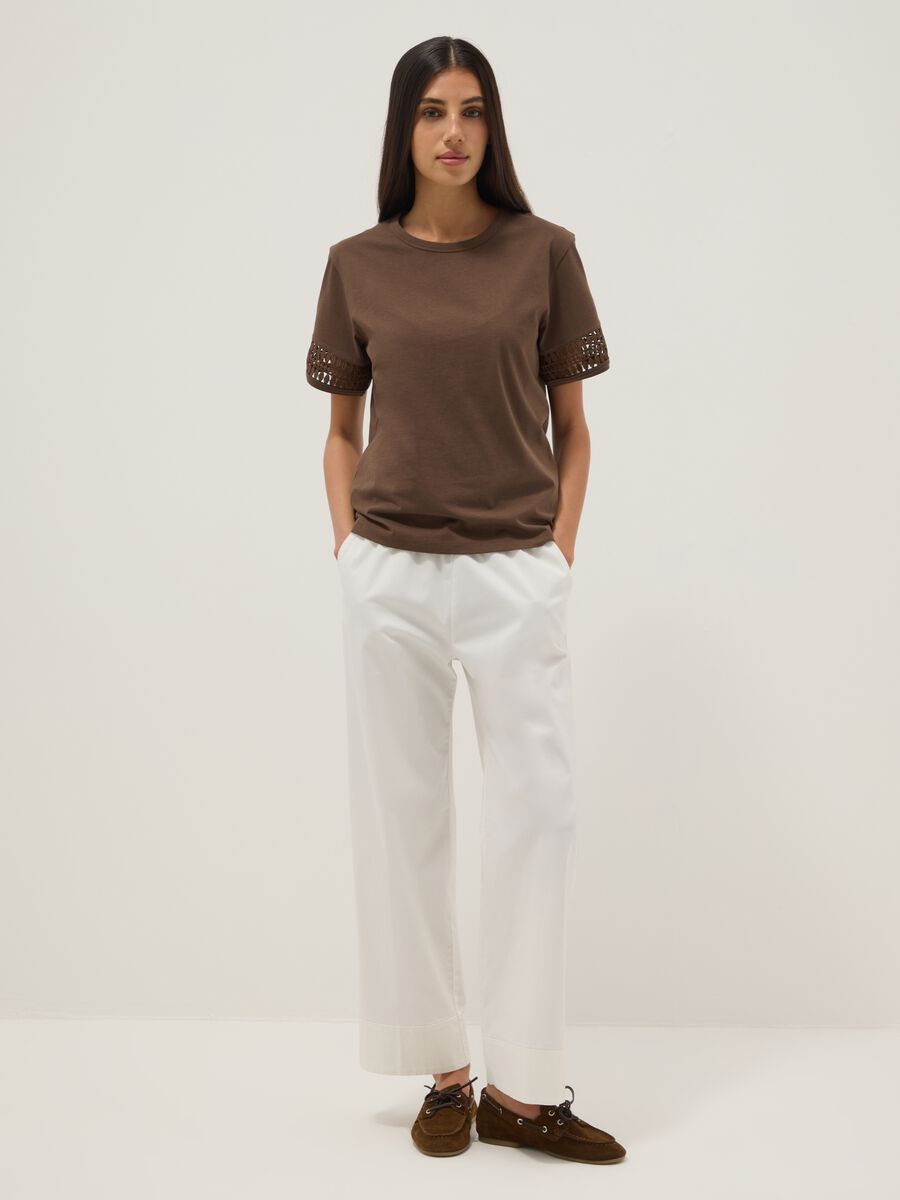 Camiseta marr&oacute;n de algod&oacute;n puro de manga corta_1