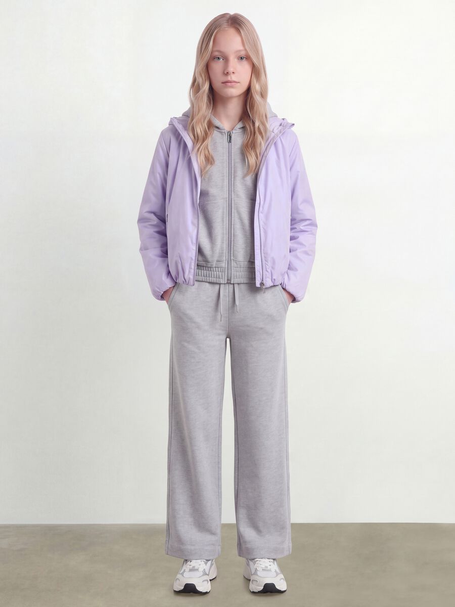 Purple hooded rain jacket with zip for girls_3