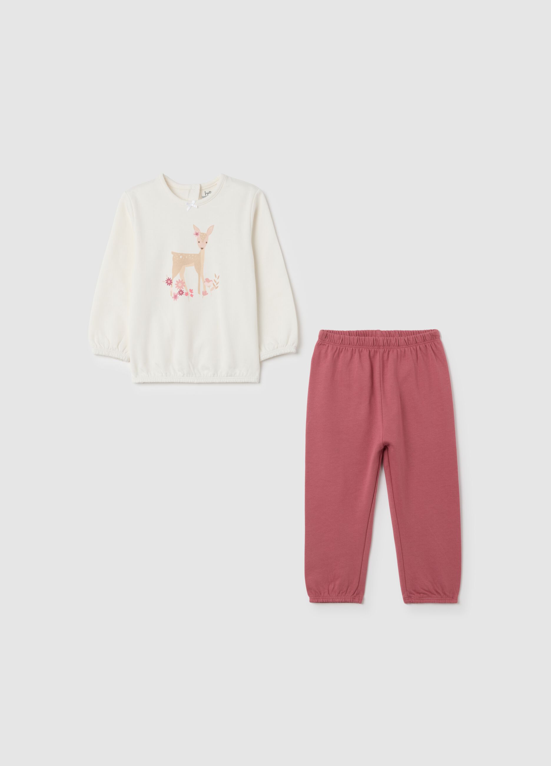 Baby girl pyjamas in pure multicolour cotton with print