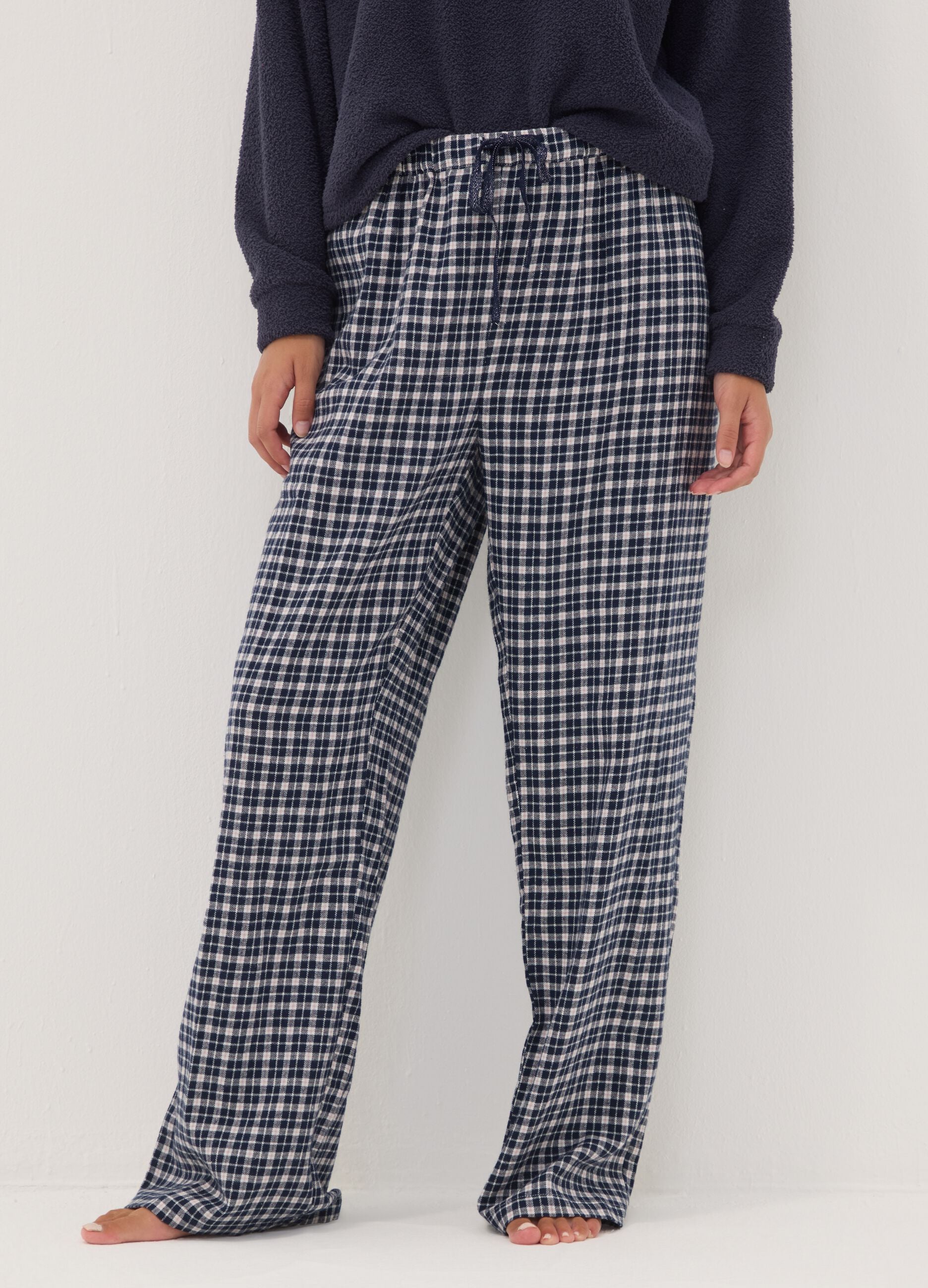 Multicolour check organic cotton pyjama trousers