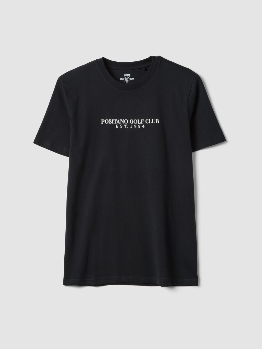 Black slogan T-shirt in pure cotton, regular fit_4