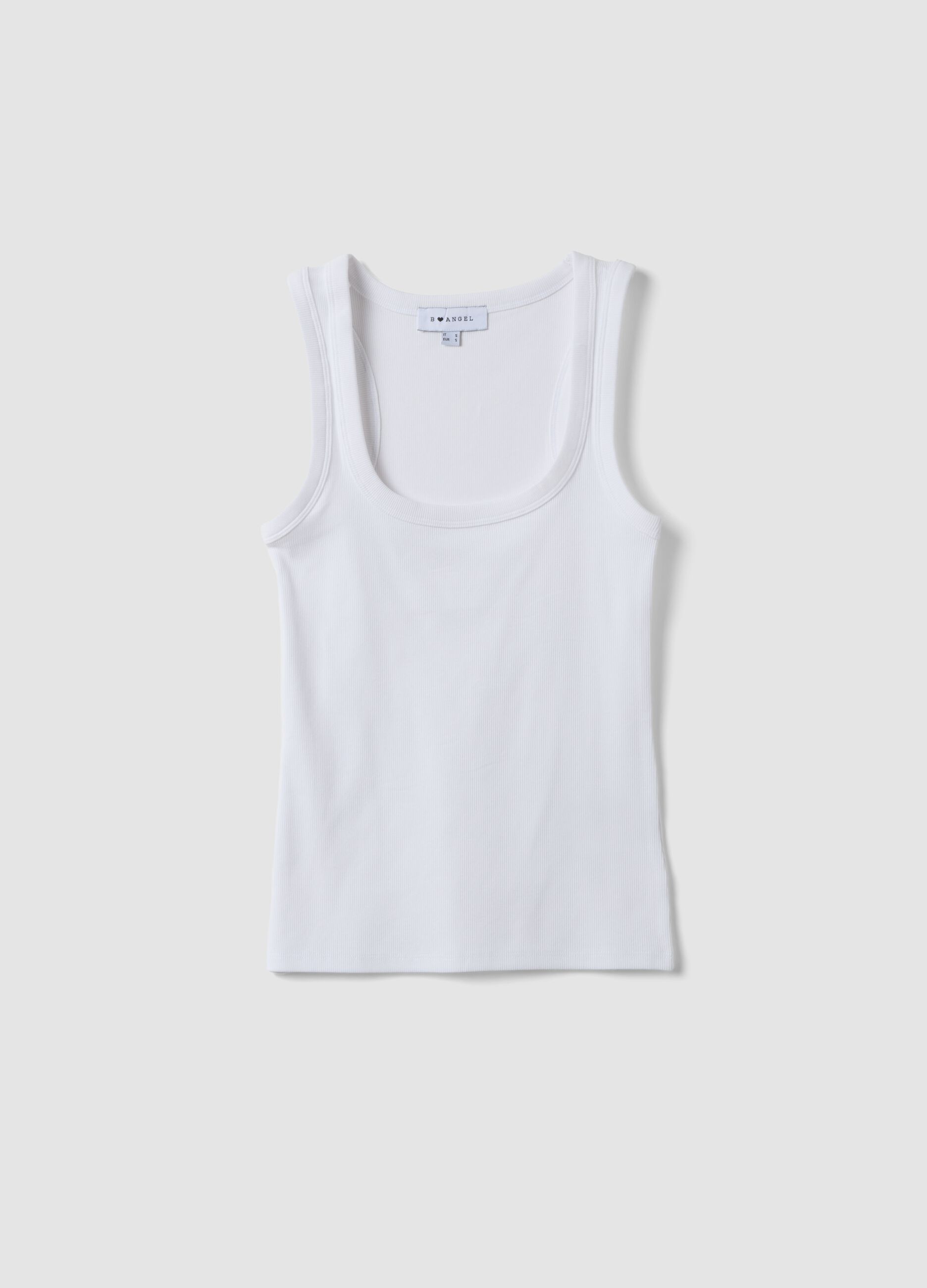 White stretch cotton tank top