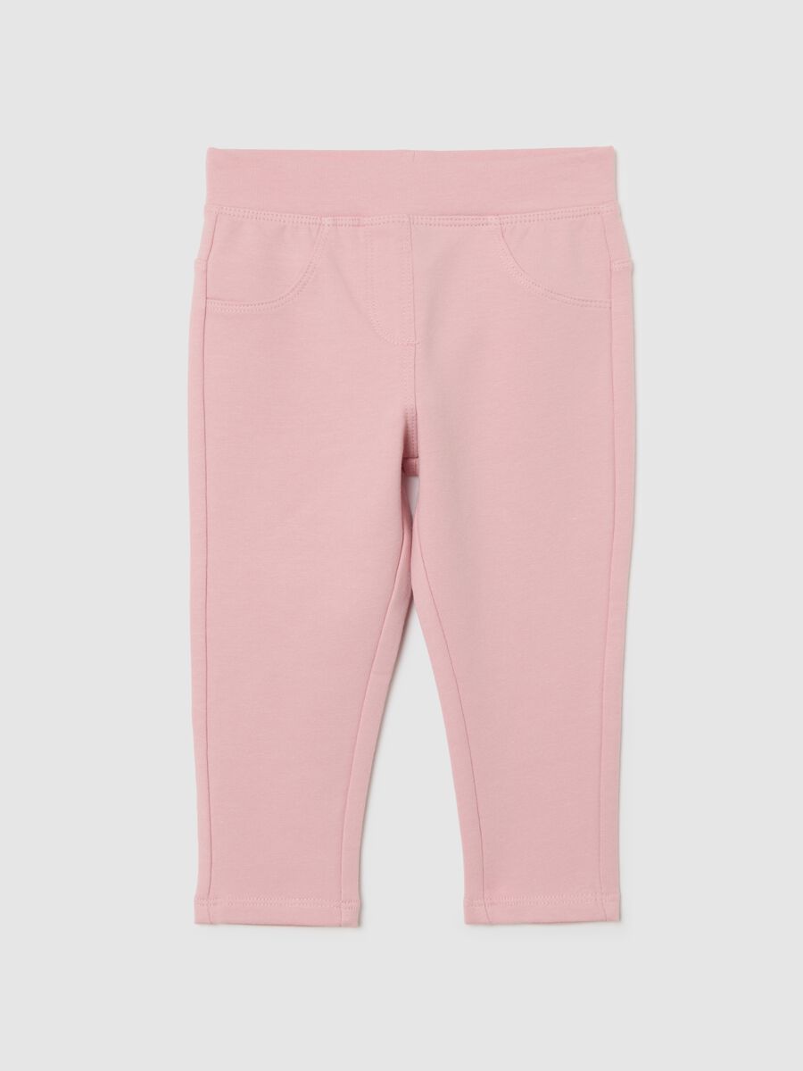 Slim fit pink treggings for girls in stretch cotton_0