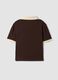 Brown cropped stretch cotton polo with print, regular fit_2