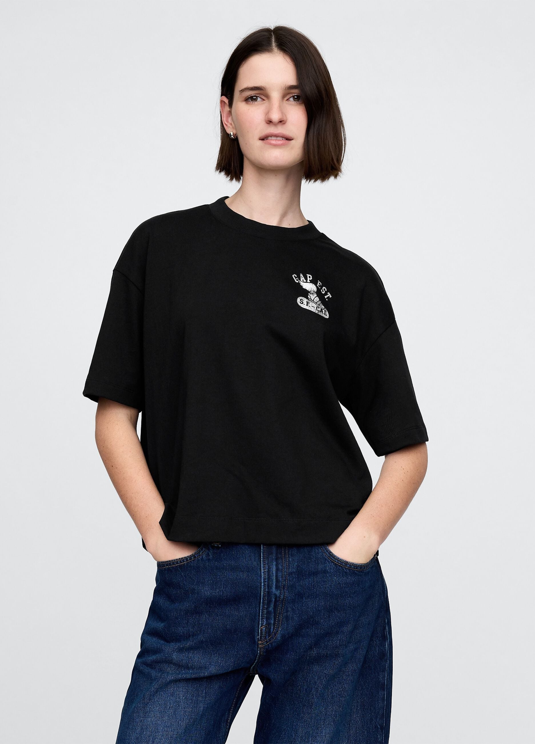 Schwarzes GAP Baumwoll-T-Shirt