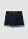 Dark blue stretch cotton denim shorts, regular fit_0