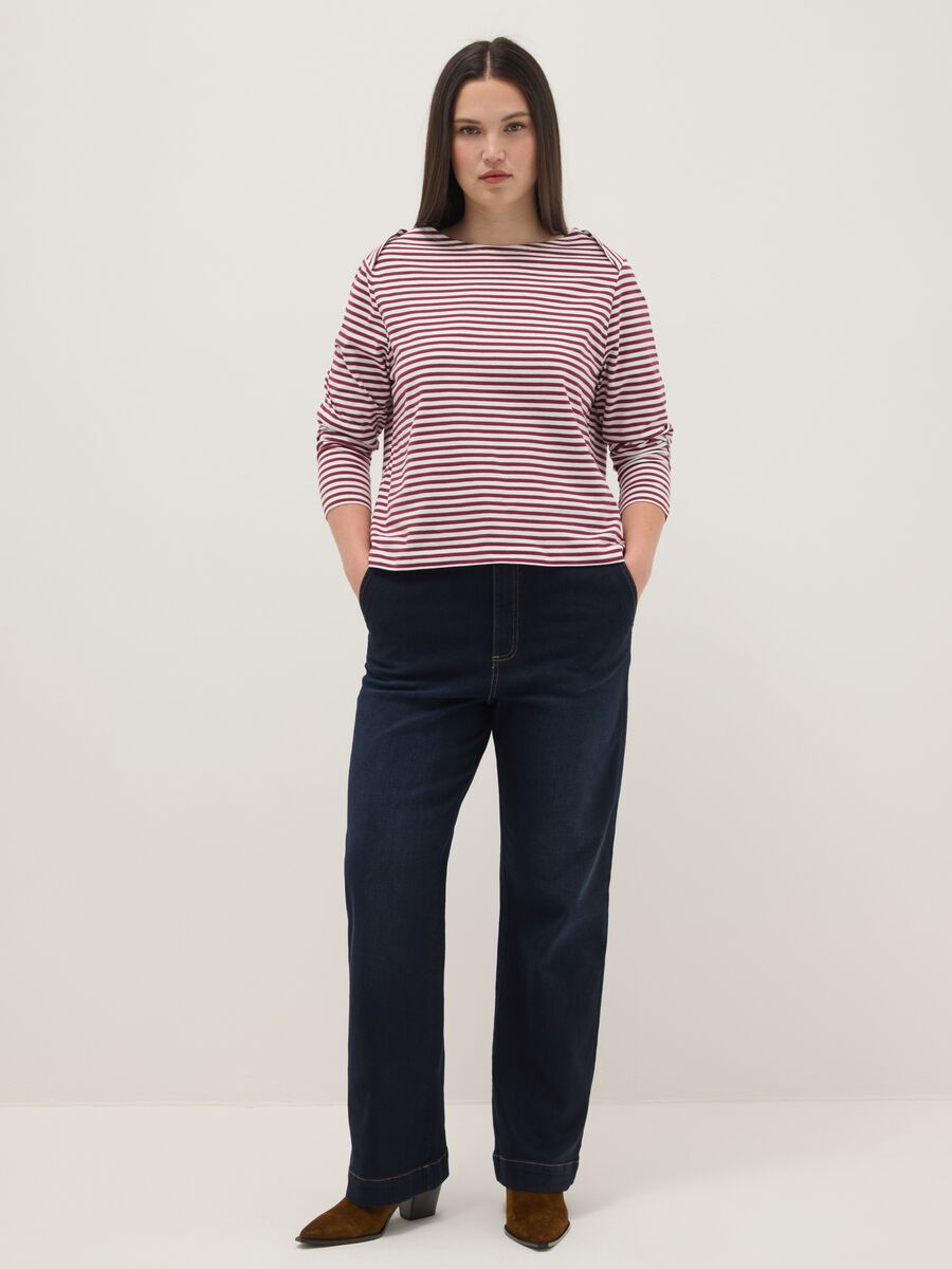 Multicolour striped regular fit stretch cotton top_1