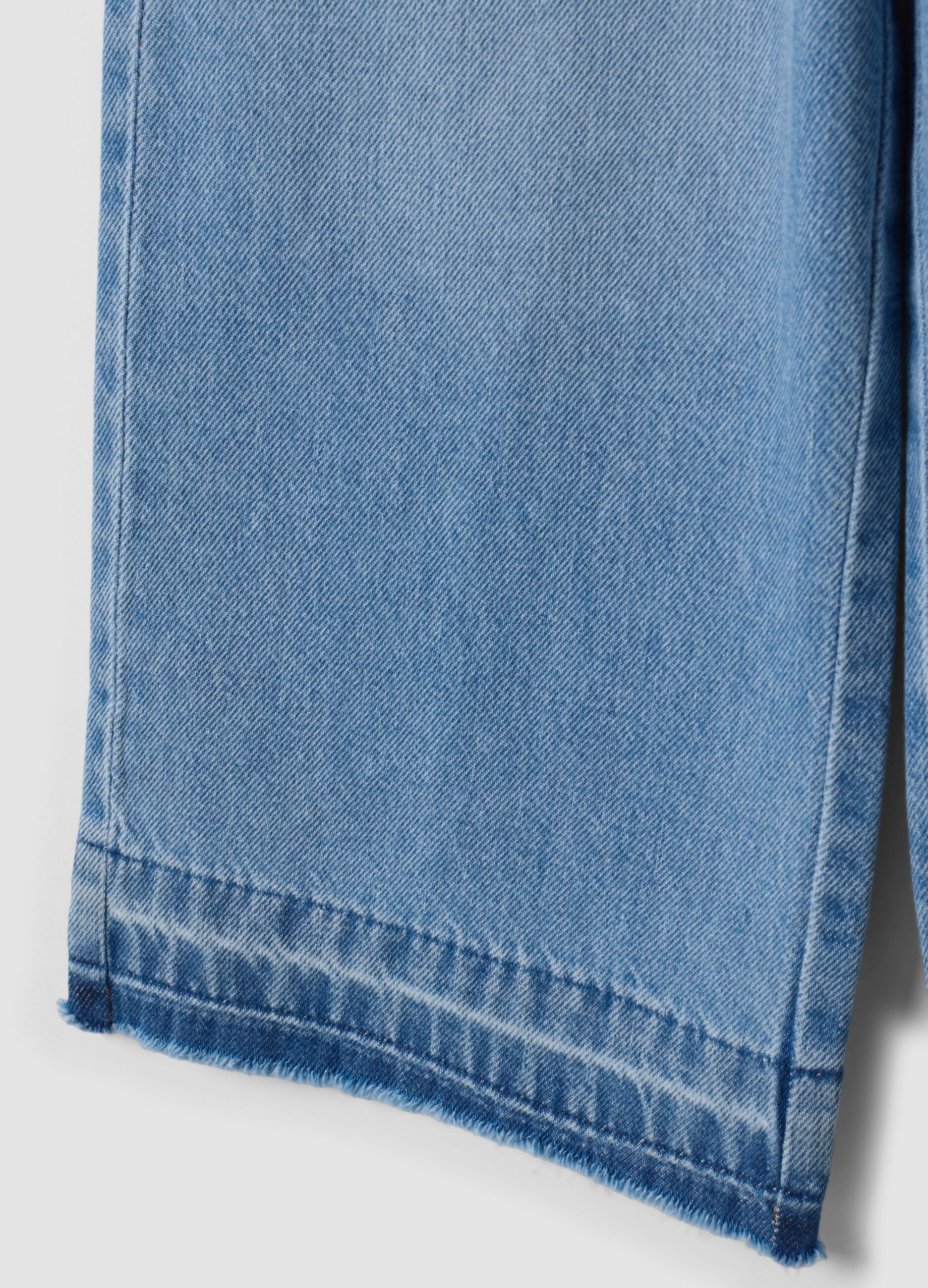 Light Blue Wide-Leg 100% Cotton Jeans with Elasticated Waistband for Girls