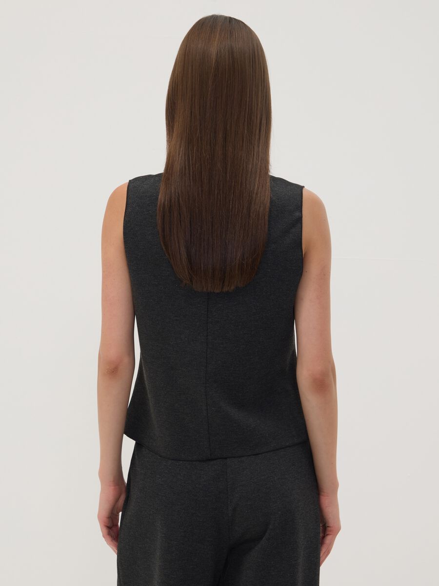 Black Milano stitch waistcoat in stretch viscose, regular fit_3