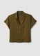 Green short-sleeve pure viscose shirt with oversized fit_4