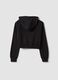 Short black pure cotton hoodie with crew neck for girls_5