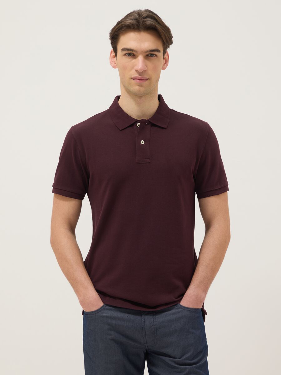Purple slim fit pure cotton polo shirt_0