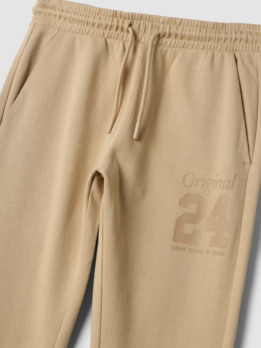 Brown pure cotton joggers with print_1