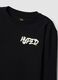 T-shirt nera in puro cotone organico con stampa "Hyped" per ragazzo_2