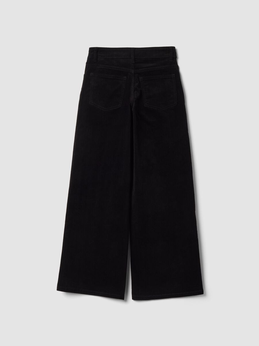Schwarze Wide-Leg-Hose aus Stretch-Baumwolle_2