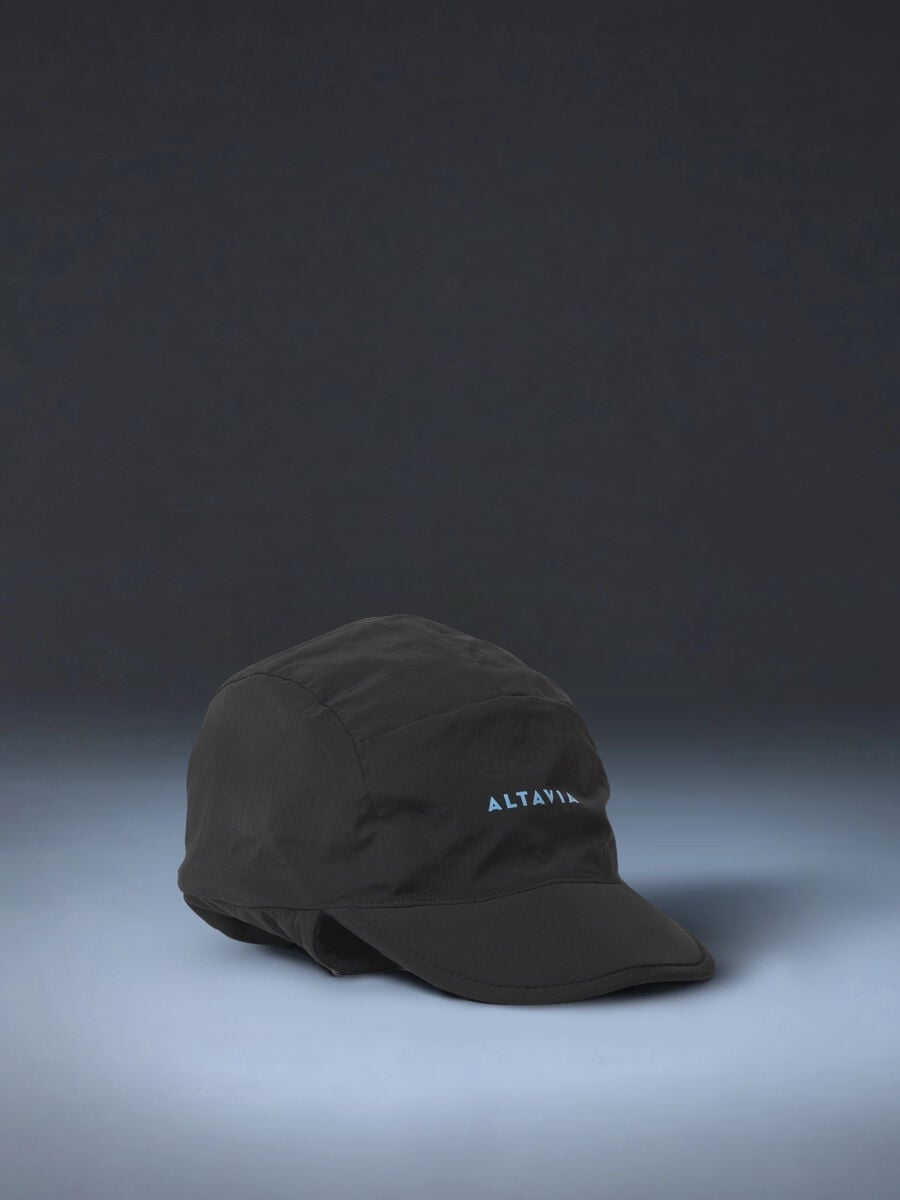 Black aviator cap in breathable stretch fabric ALTAVIA WITH DEBORAH COMPAGNONI_0