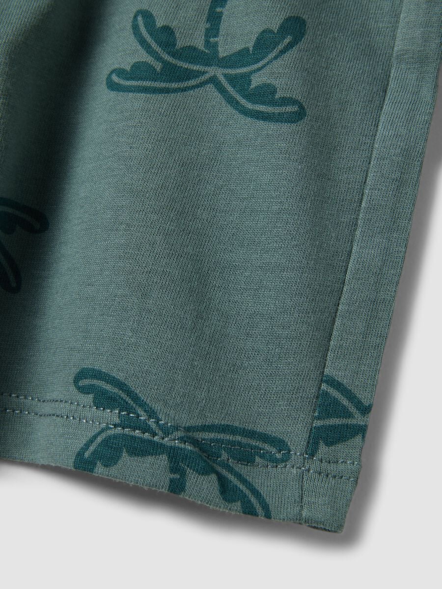 Green organic cotton shorts with palm print_3