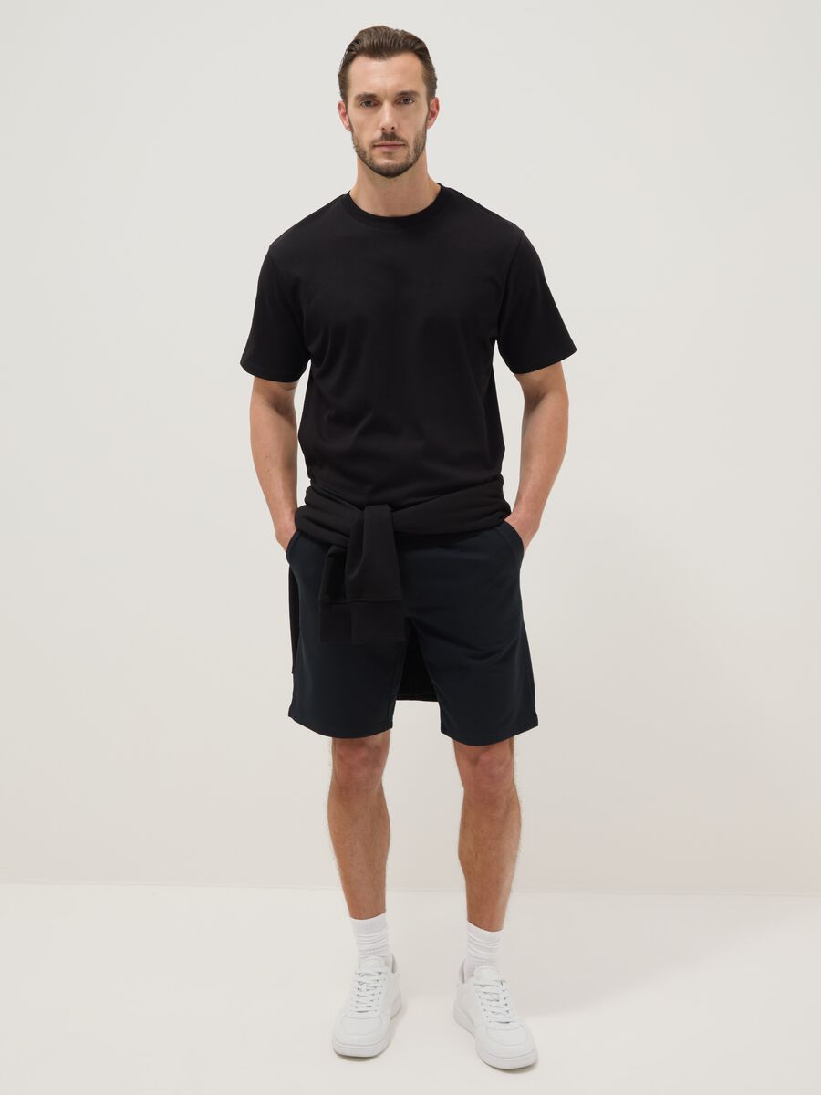 Black Regular Fit Cotton Blend Bermuda Shorts_0