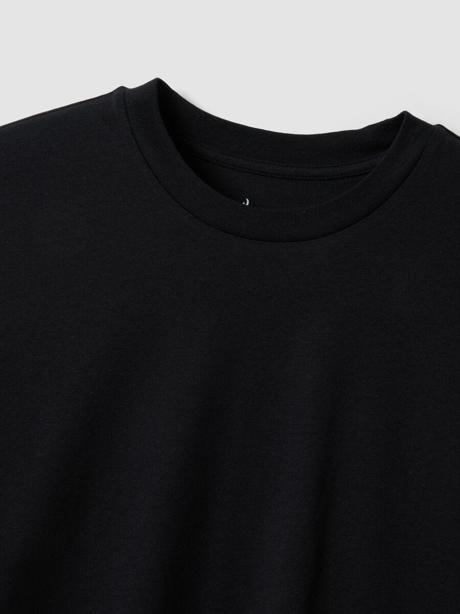 Black pure cotton short-sleeve T-shirt_1