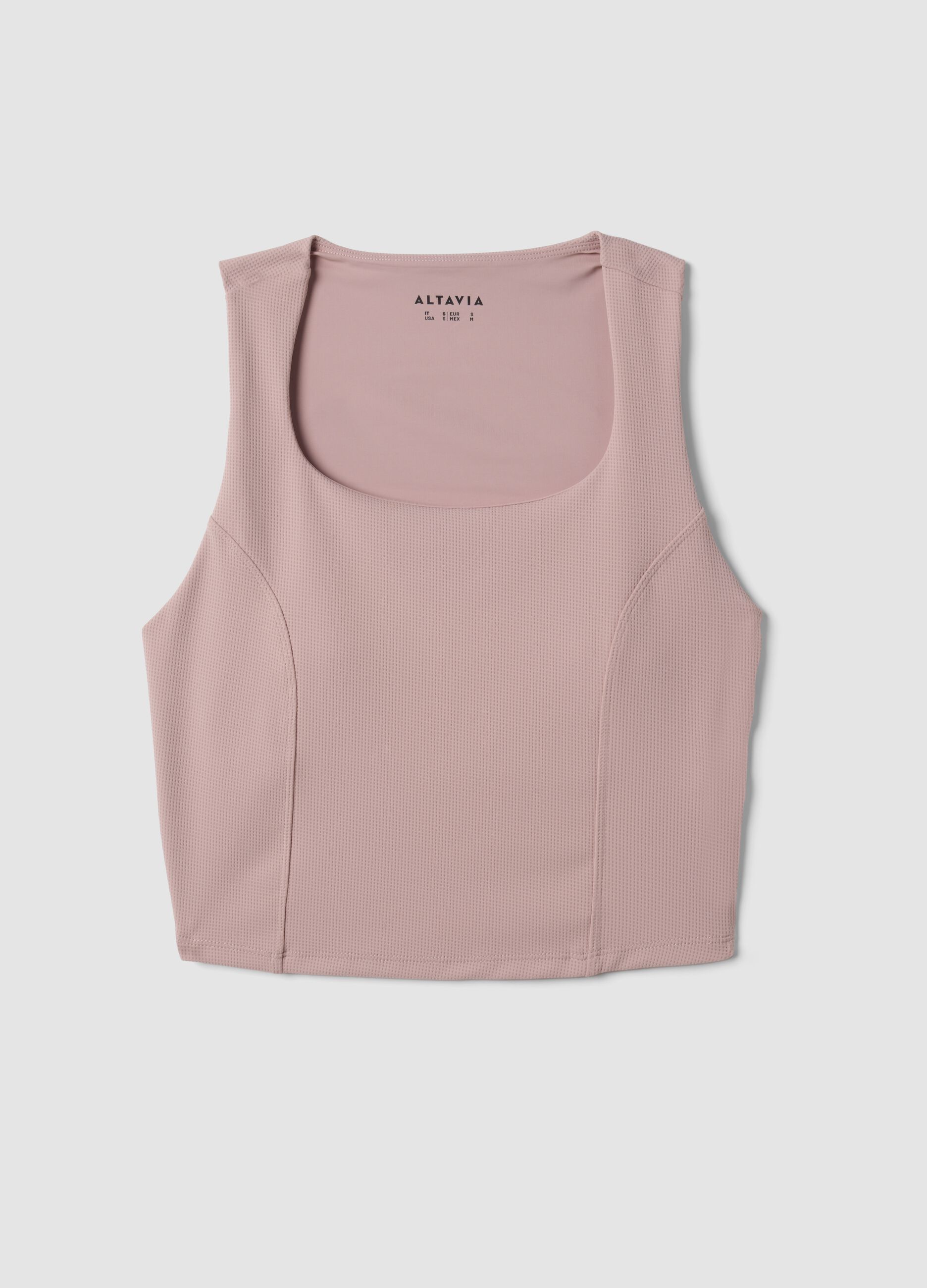 Pink cropped top in stretch fabric