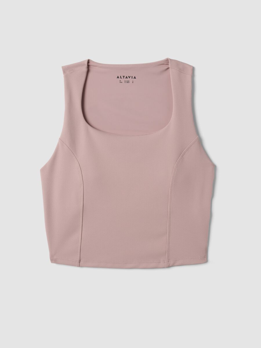 Pink cropped top in stretch fabric_4
