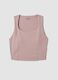 Pink cropped top in stretch fabric_4