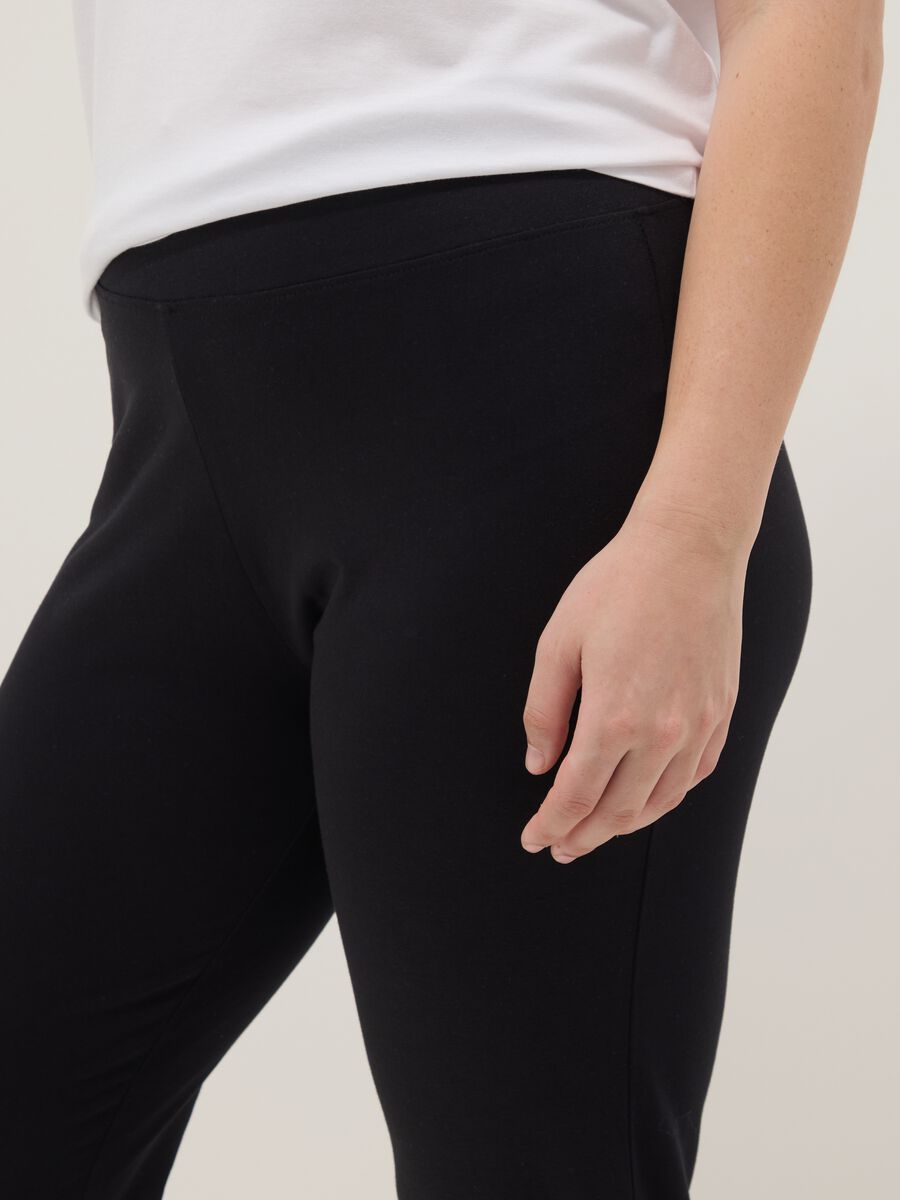 Black Stretch Cotton Slim Fit Leggings_3