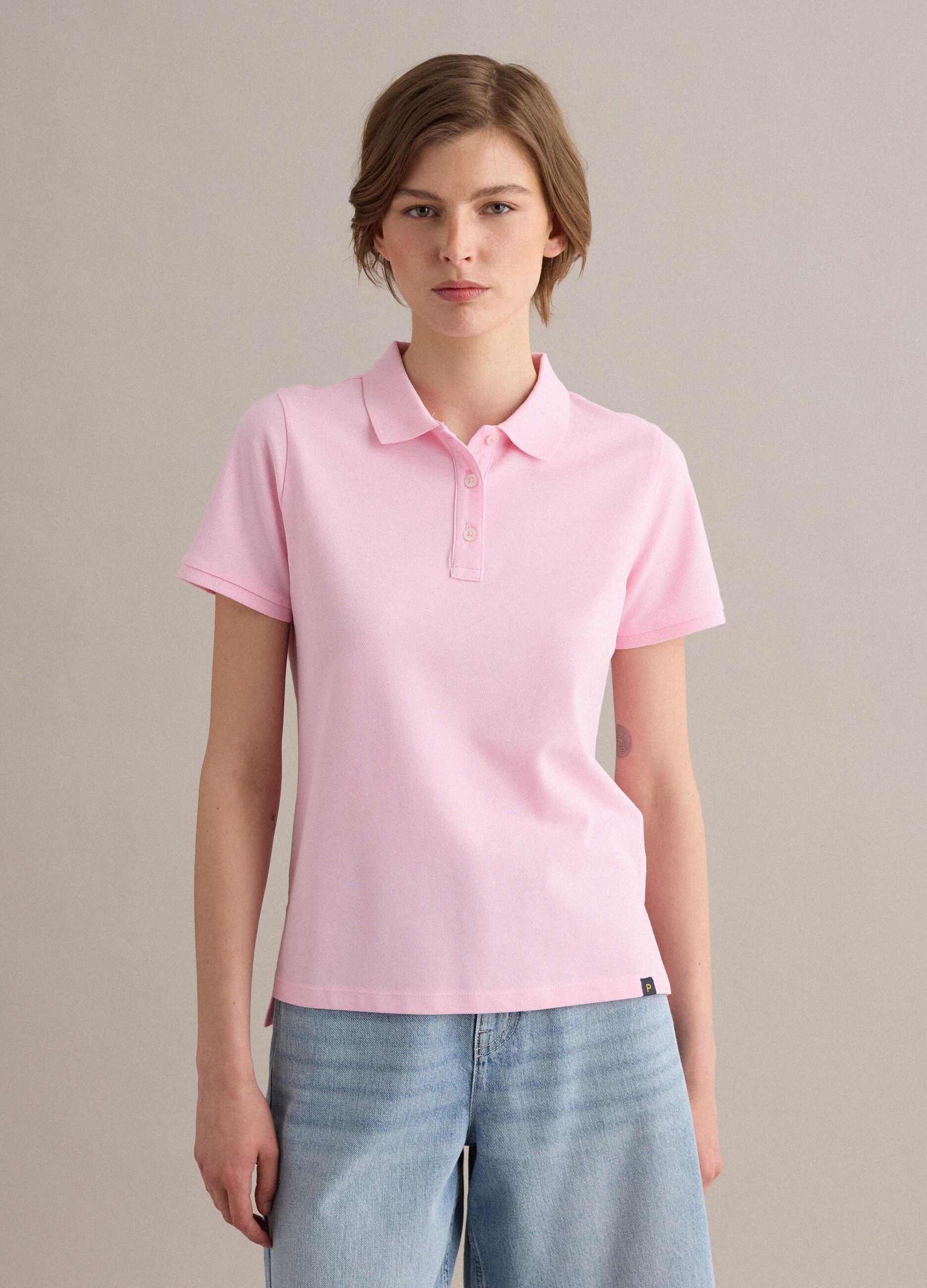 Polo en algod&oacute;n org&aacute;nico rosa corte regular