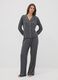 Grey pure viscose pyjamas with V-neck and contrast piping_0