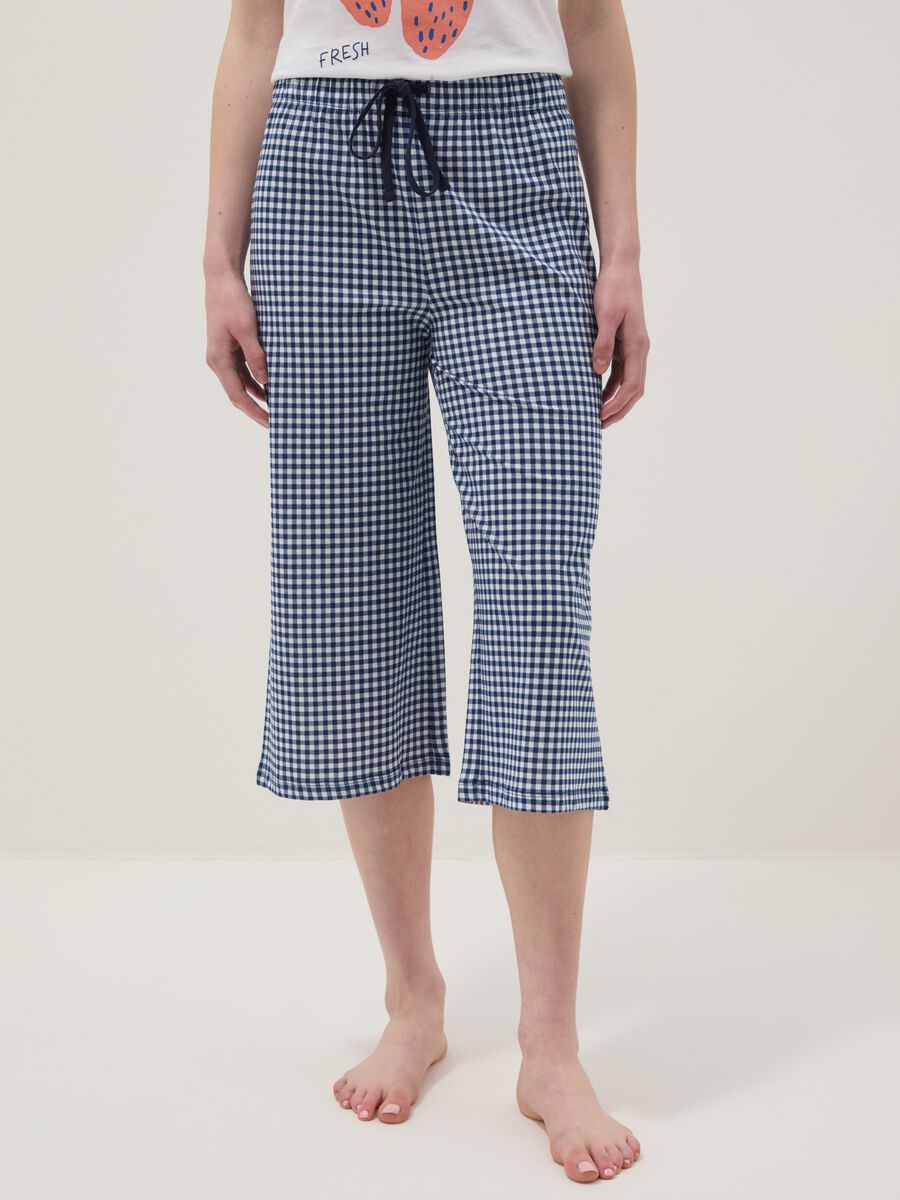 Multicolour check pure cotton pyjama shorts regular fit_1