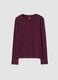 Purple crew-neck pure cotton T-shirt with rhinestones, regular fit_0