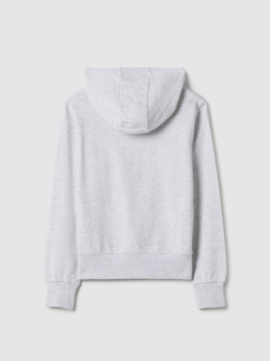 Grauer Kapuzenpullover aus reiner Baumwolle f&uuml;r M&auml;dchen, regul&auml;re Passform mit Rei&szlig;verschluss_4