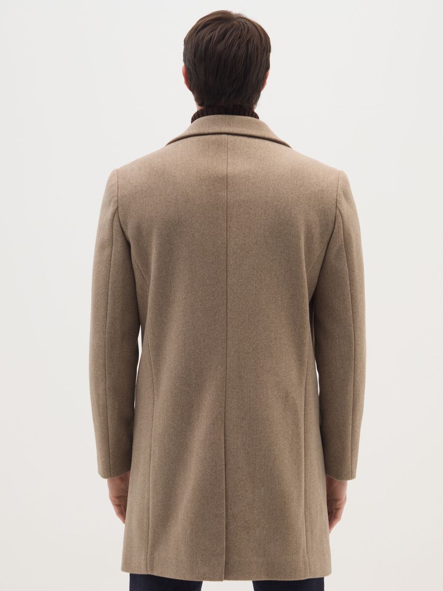 Beige long regular fit coat with buttons_2
