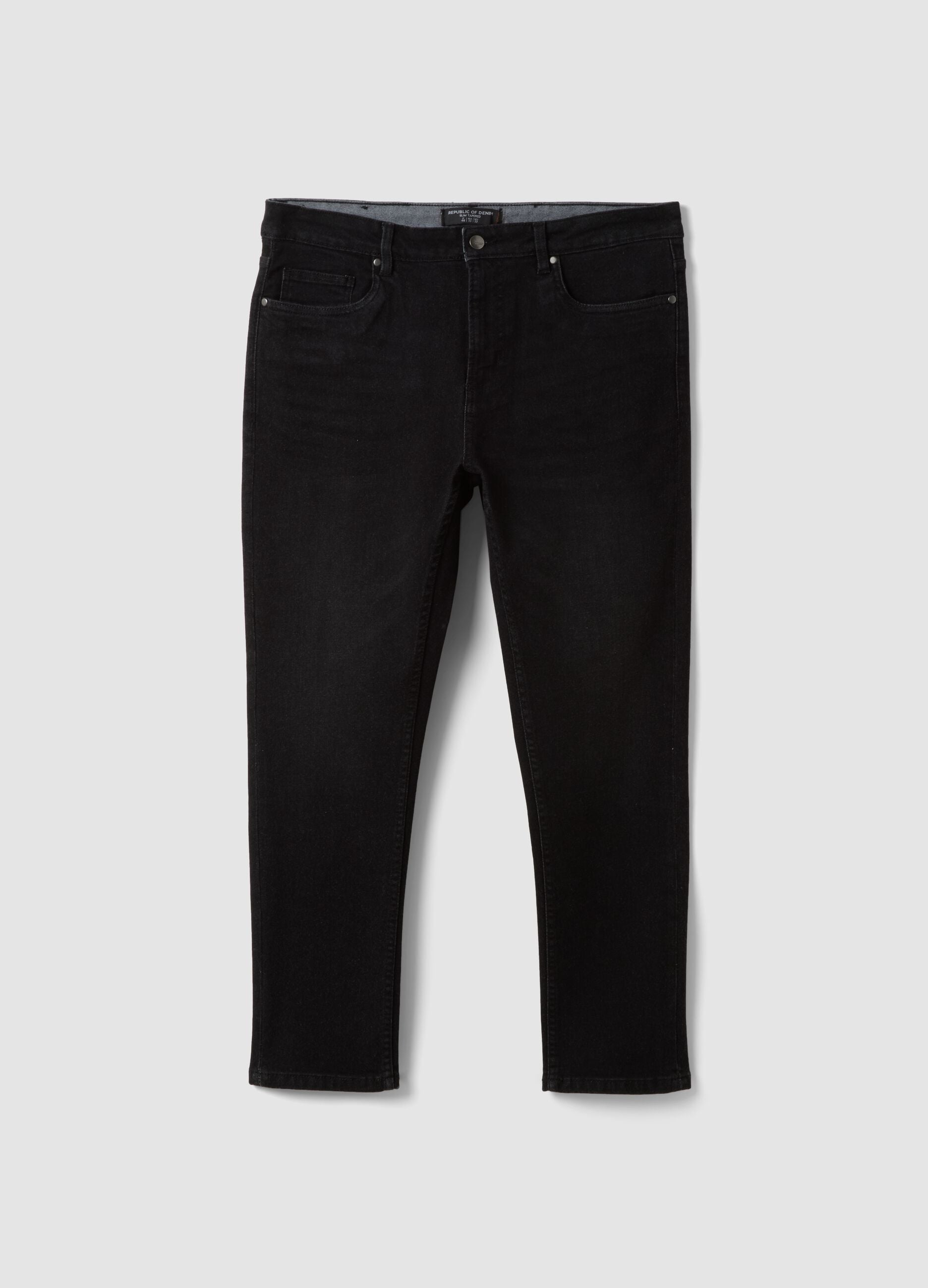 Black slim tapered stretch-cotton jeans