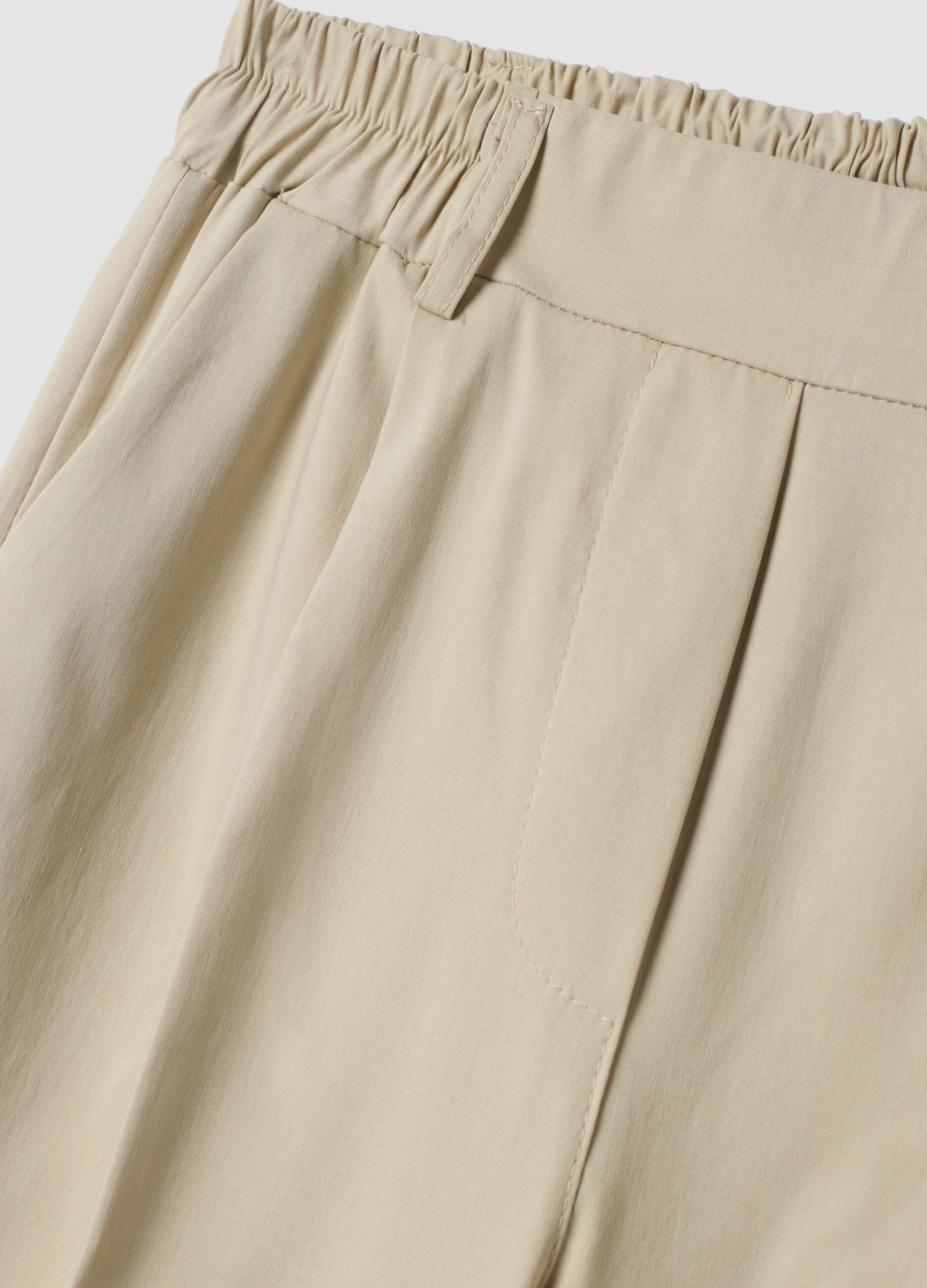 Beige Palazzo-Hose aus elastischer Viskose