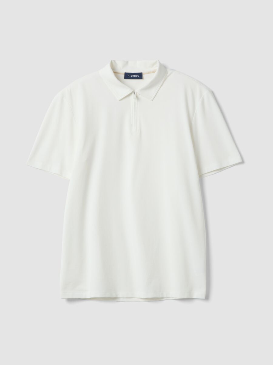 Wei&szlig;e Stretch-Baumwoll-Polohemd mit kurzen &Auml;rmeln Regular Fit_4