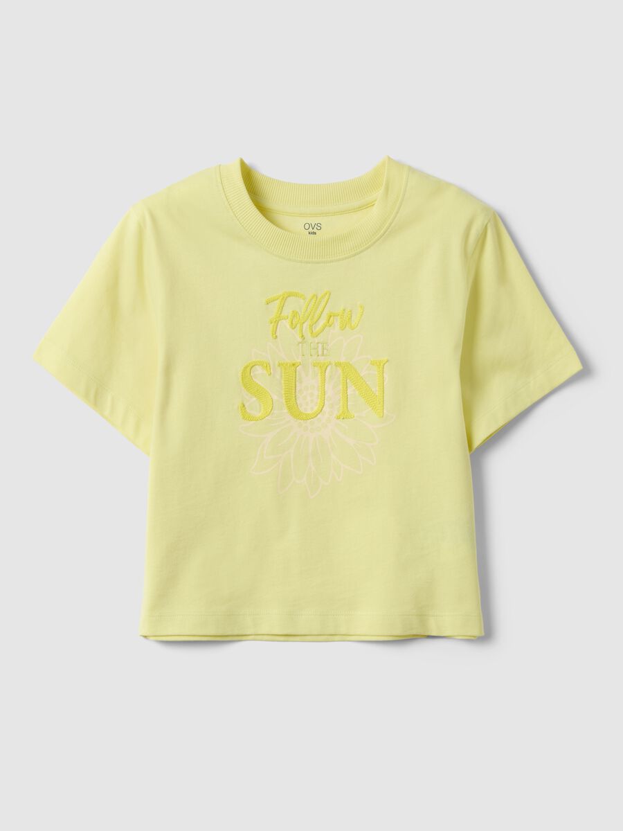 Girl's Yellow Pure Cotton Regular Fit T-shirt with Print_3