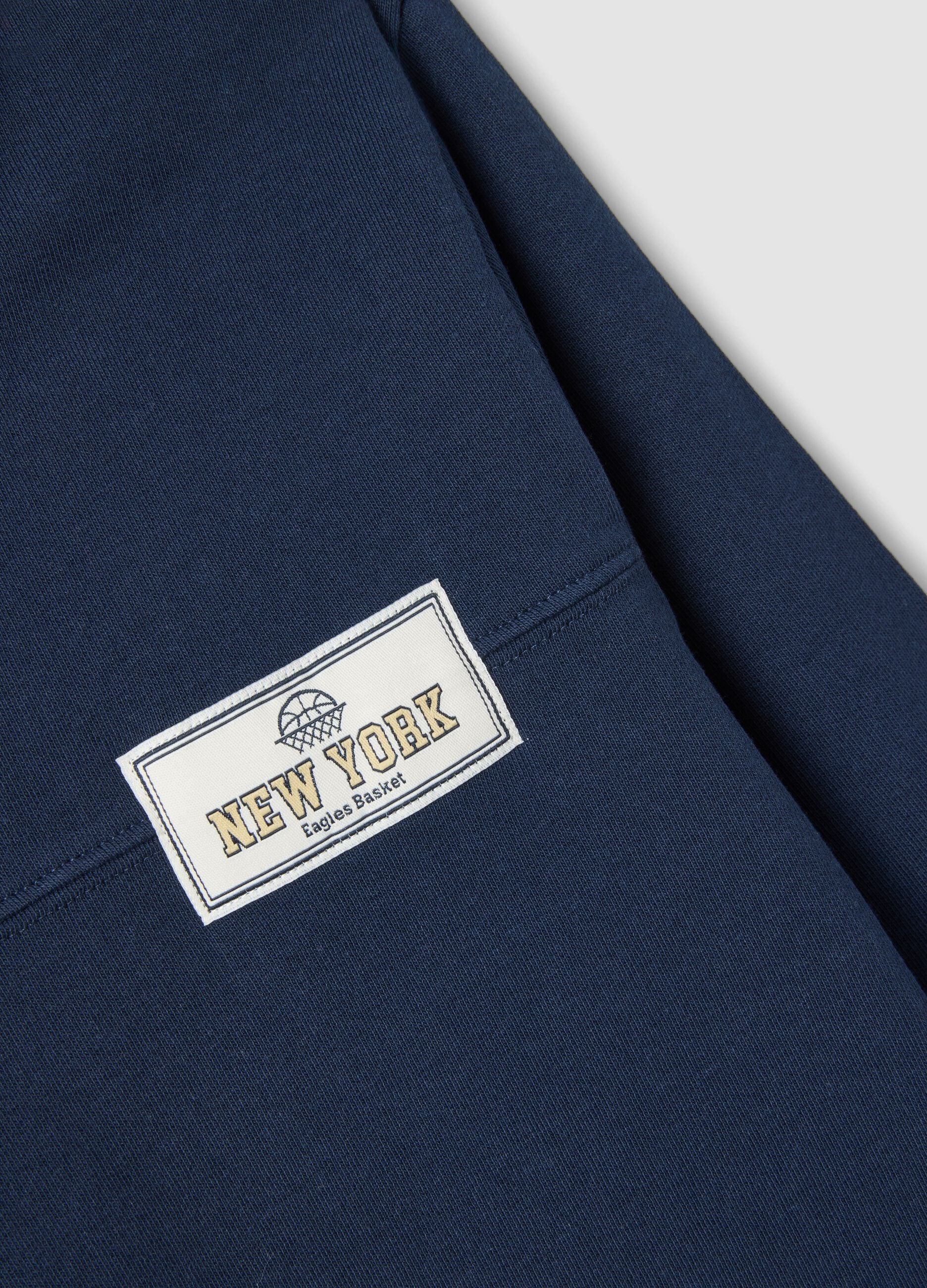Blue organic cotton sweatshirt with print for boys, relaxed fit